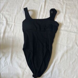 Black Ribbed Bodysuit